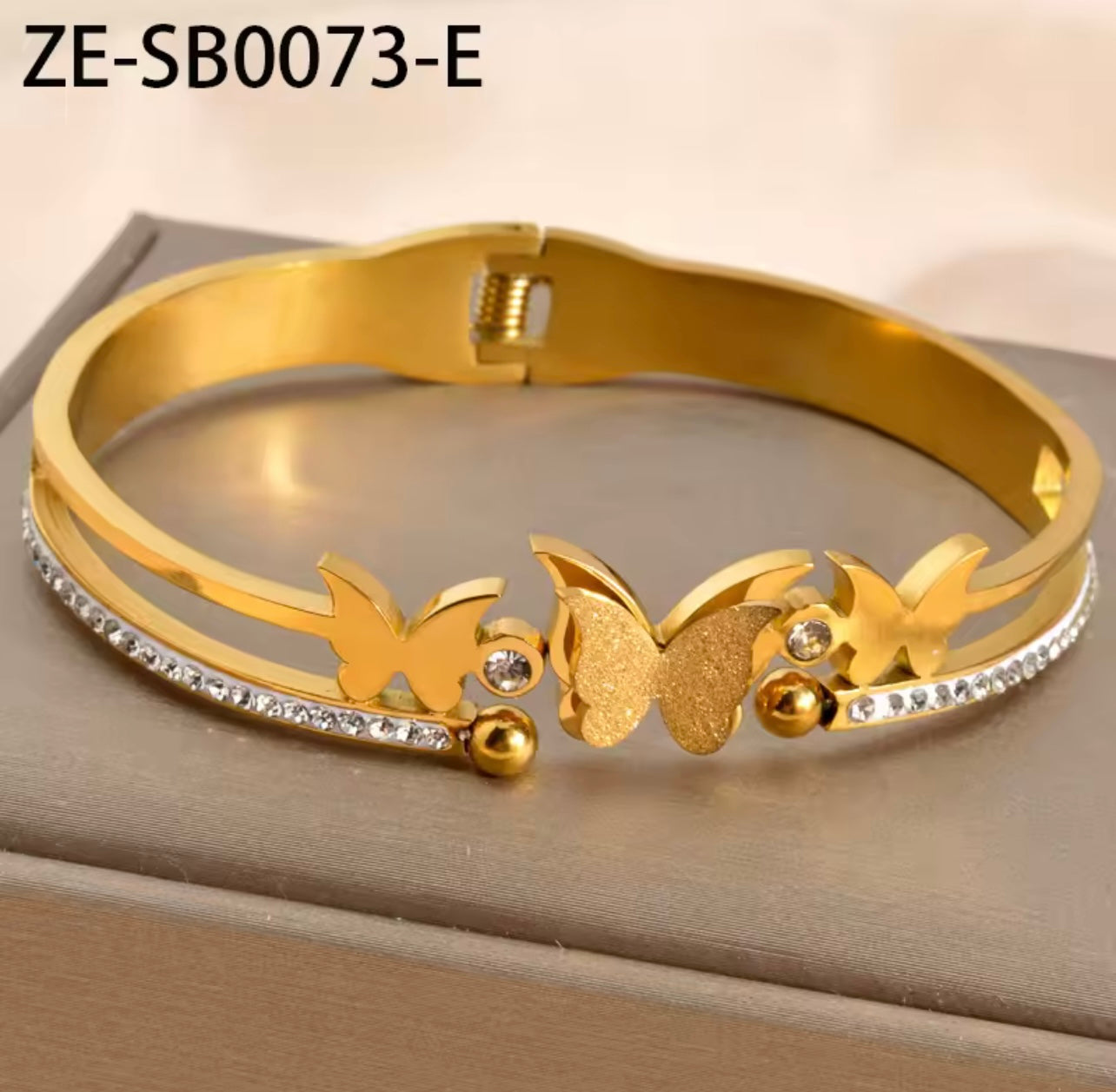 Triple Butterfly Stainless Steel Bangle Bracelet