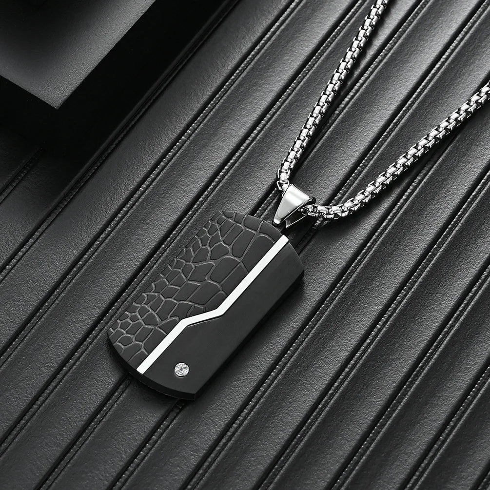 Midnight Ice Dog Tag Pendant Necklace