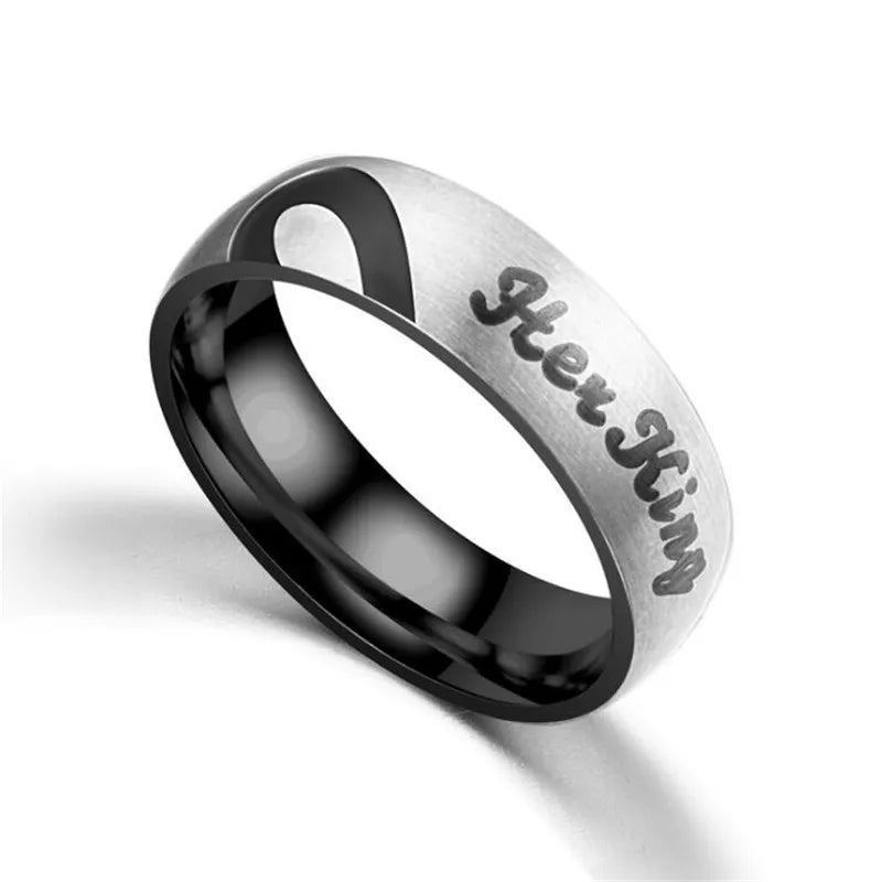 Black & Silver Splice Heart Ring