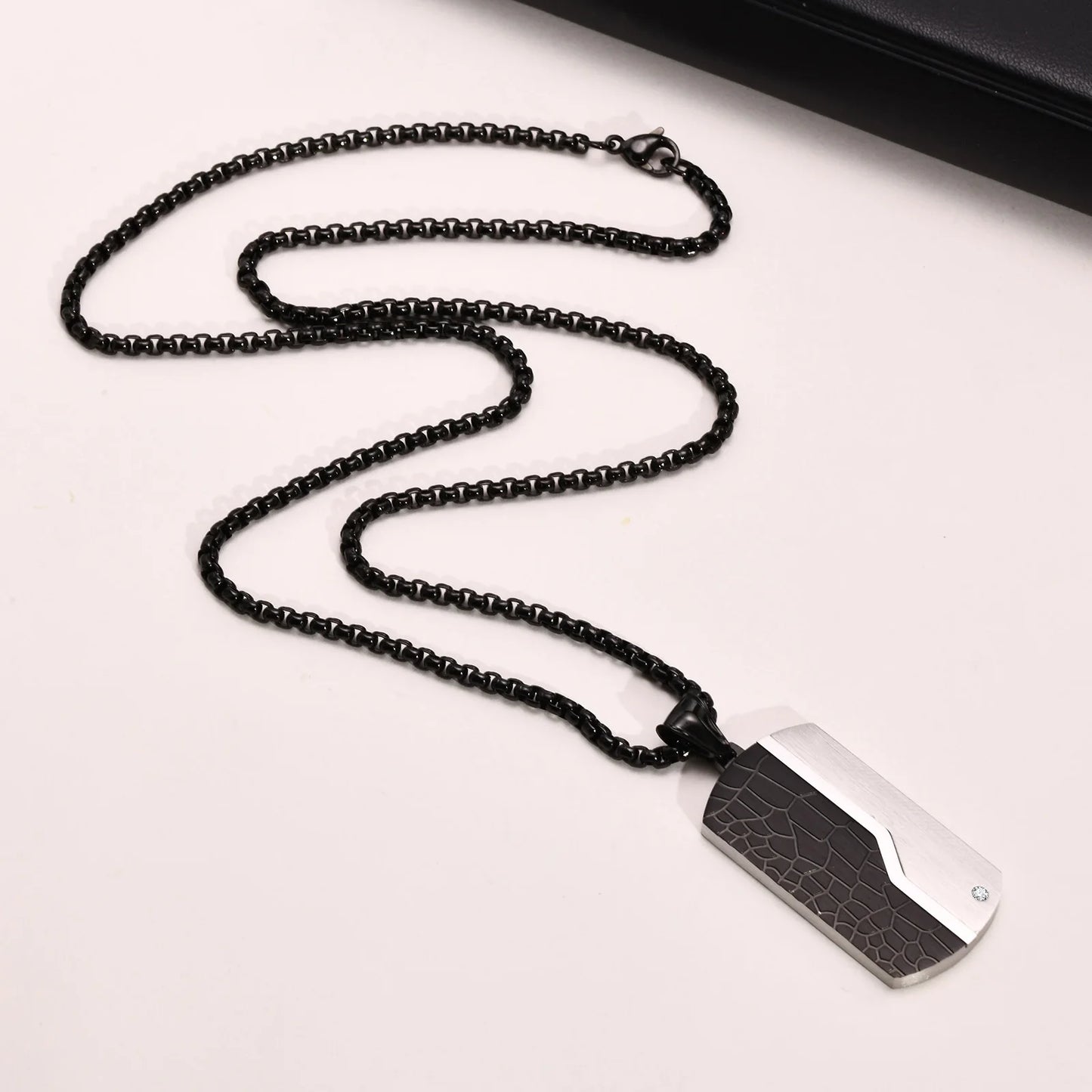 Silver Strike Dog Tag Pendant Necklace