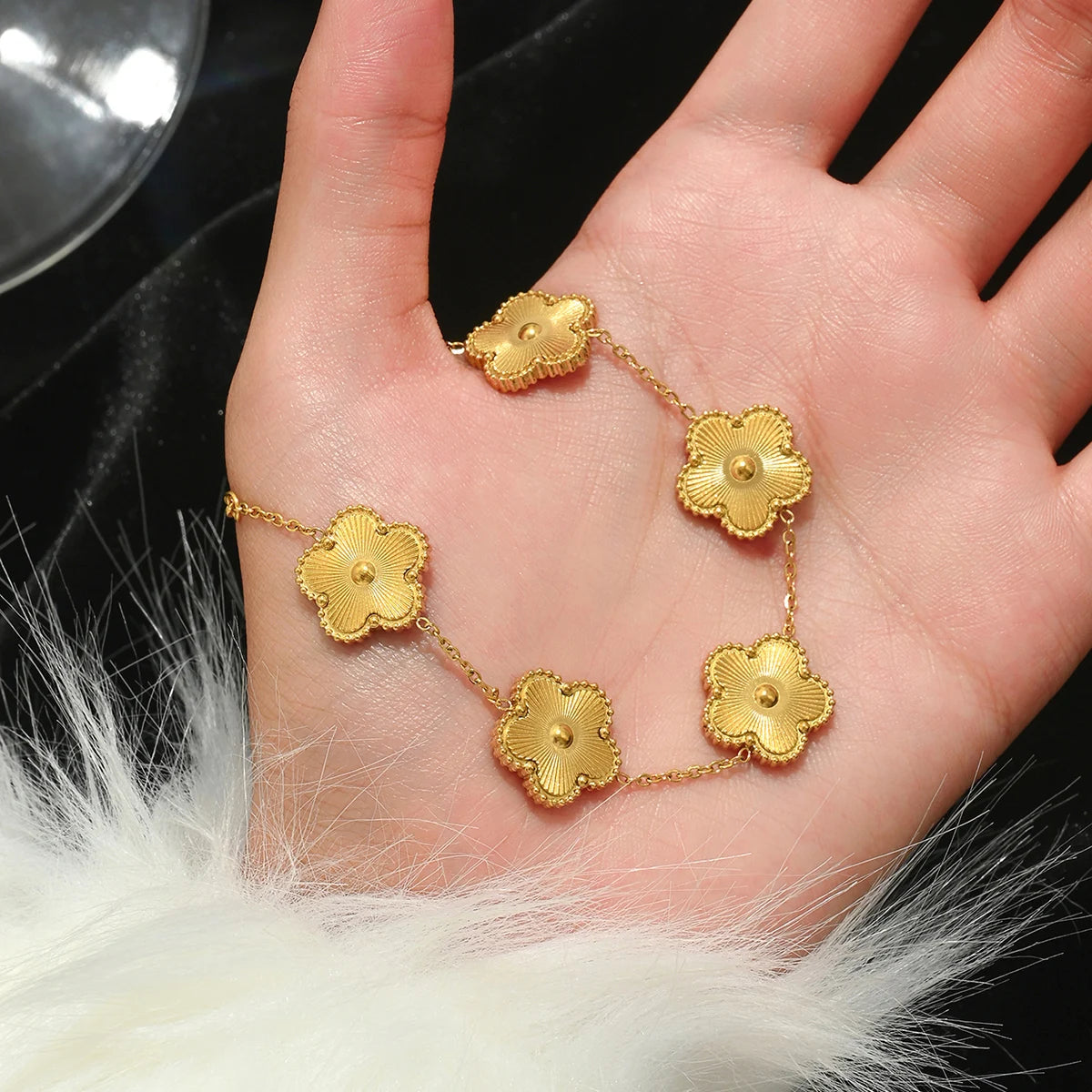 Floral Charm Chain Bracelet