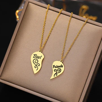 Spliced Heart Best Friends Necklace Set