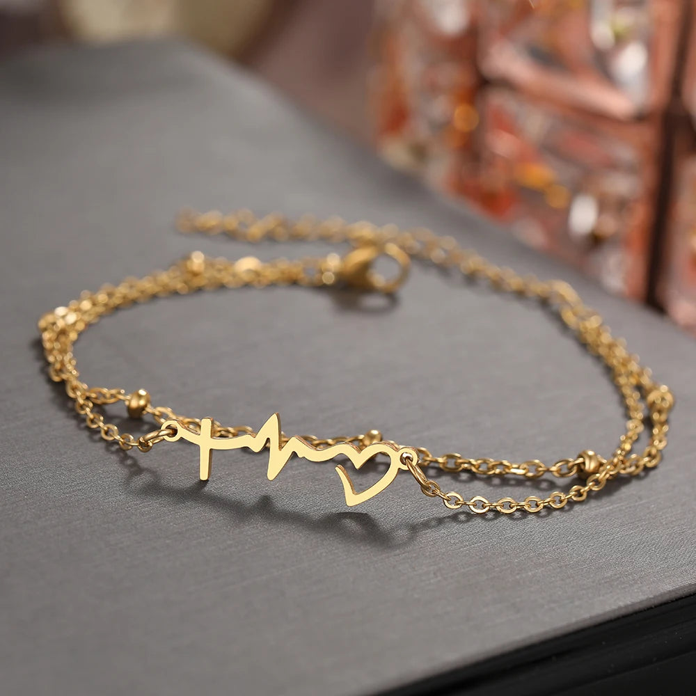 Heartbeat Multi-layer Bead Chain Bracelet