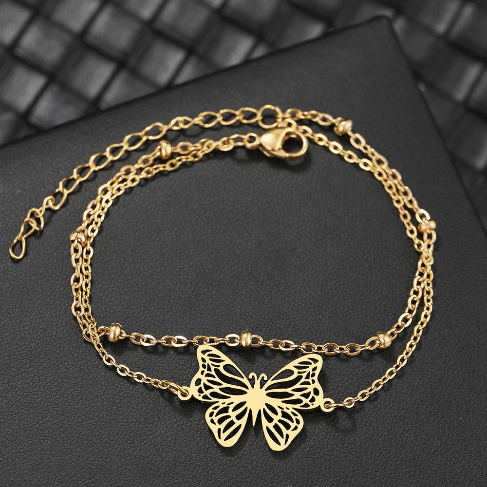 Butterfly Multi-layer Bead Chain Bracelet