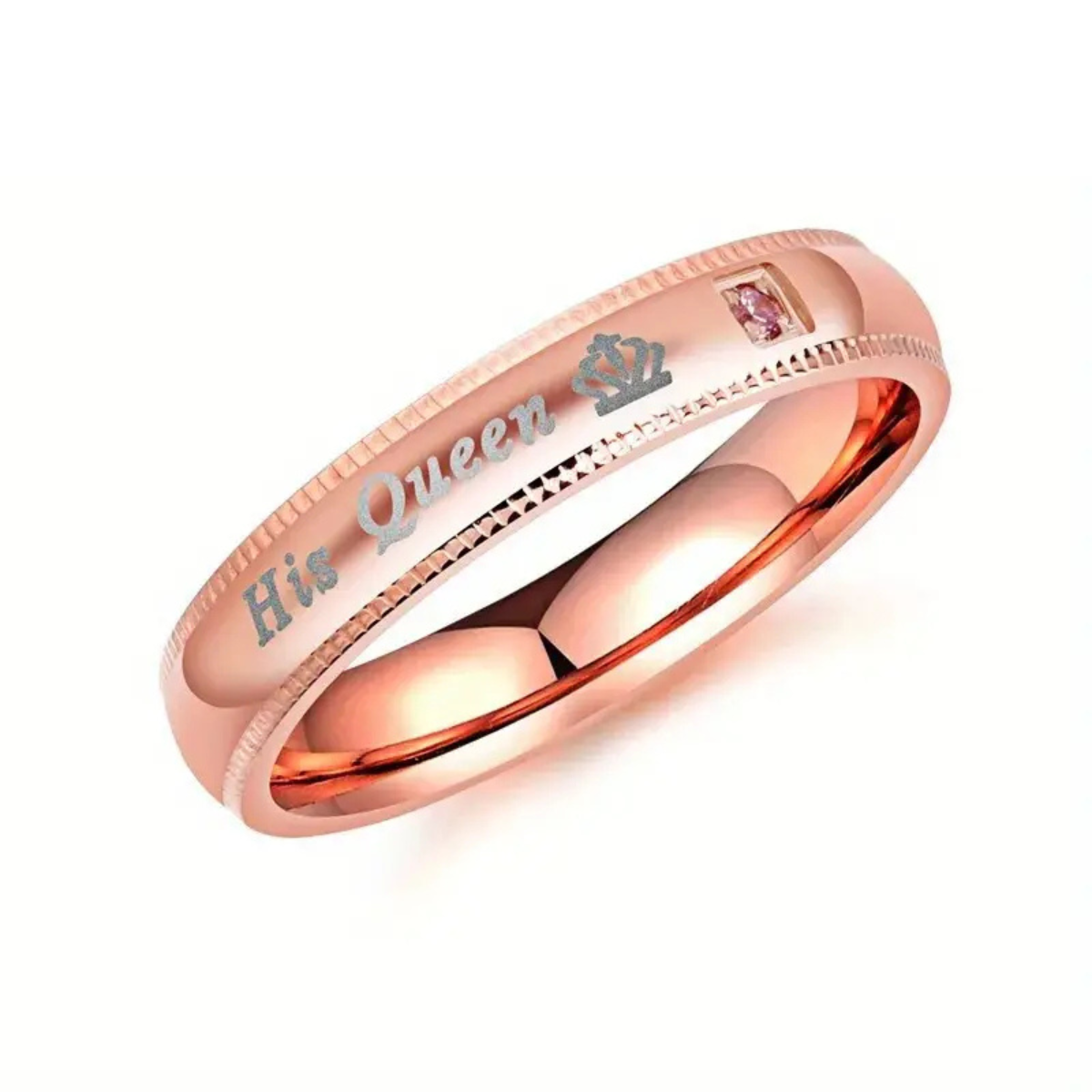 His Queen Rose Gold Promise Ring