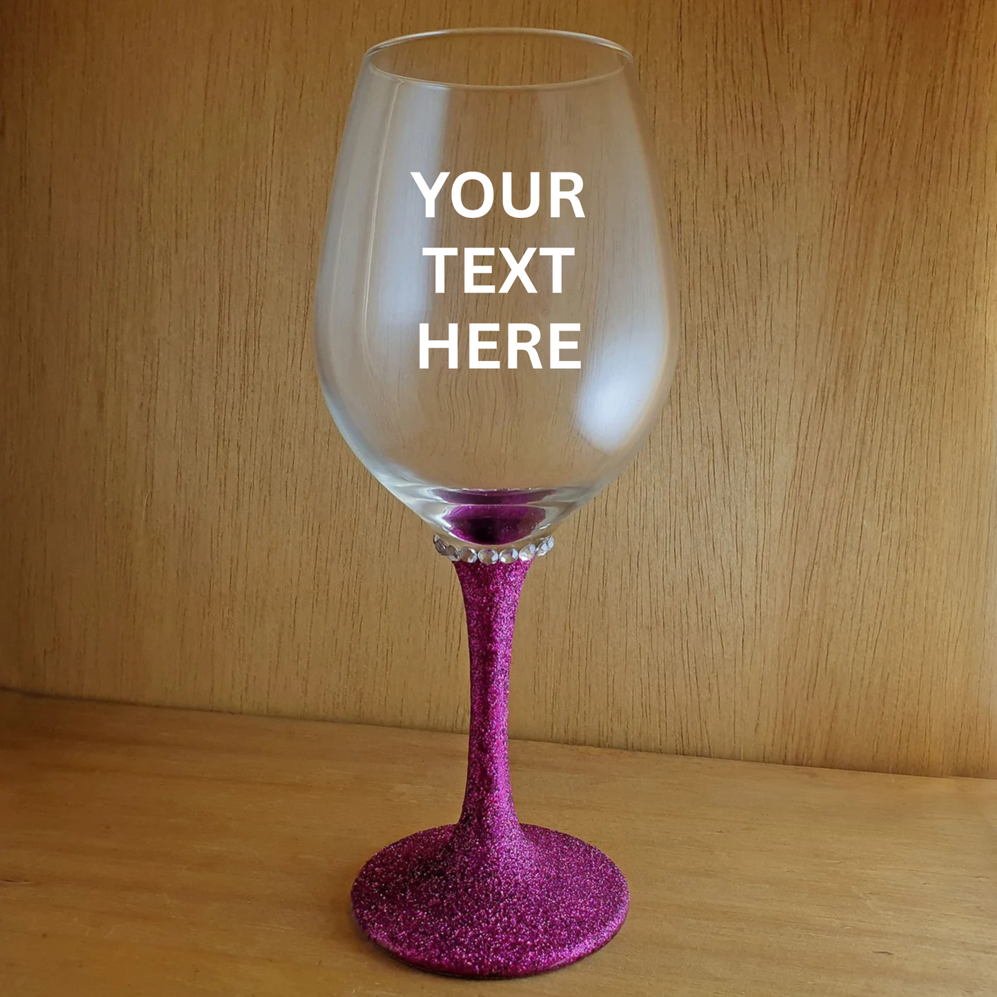 Personalized Name & Glitter Stem Glass with Rhinestone