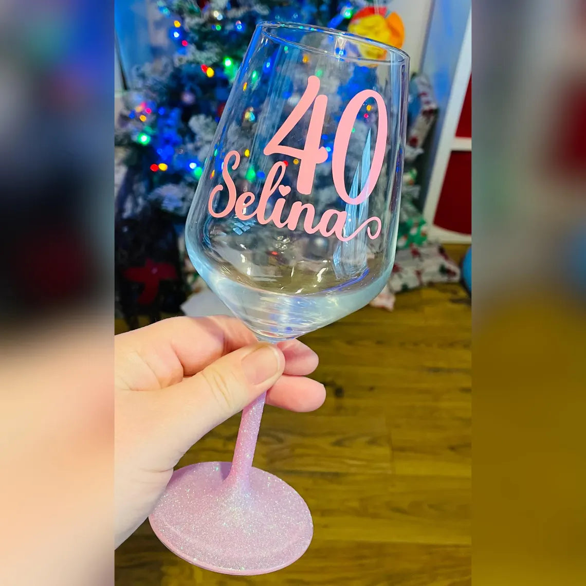 Personalized Name & Glitter Stem Glass