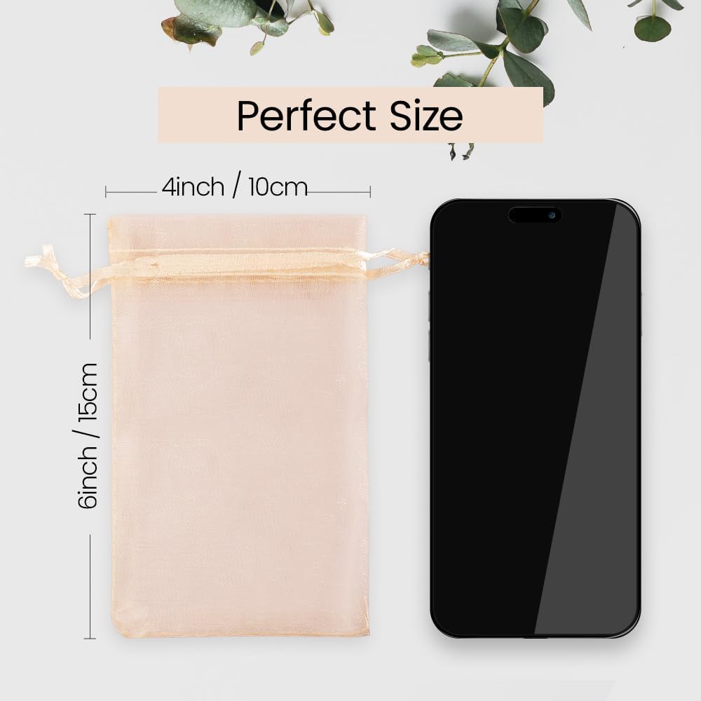 4x6 Inches Champagne Organza Bags