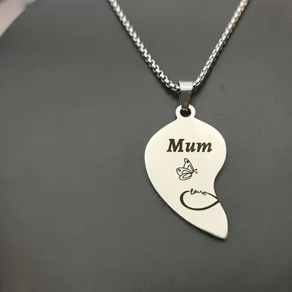 Mum & Daughter Spliced Heart Necklace Set