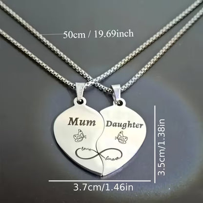 Mum & Daughter Spliced Heart Necklace Set