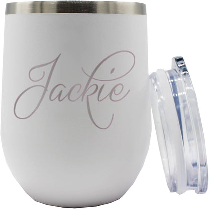 Personalized White 12oz Insulated Stemless Wine Tumbler
