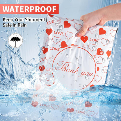 10x13 Inches Red Heart Poly Mailer Bags