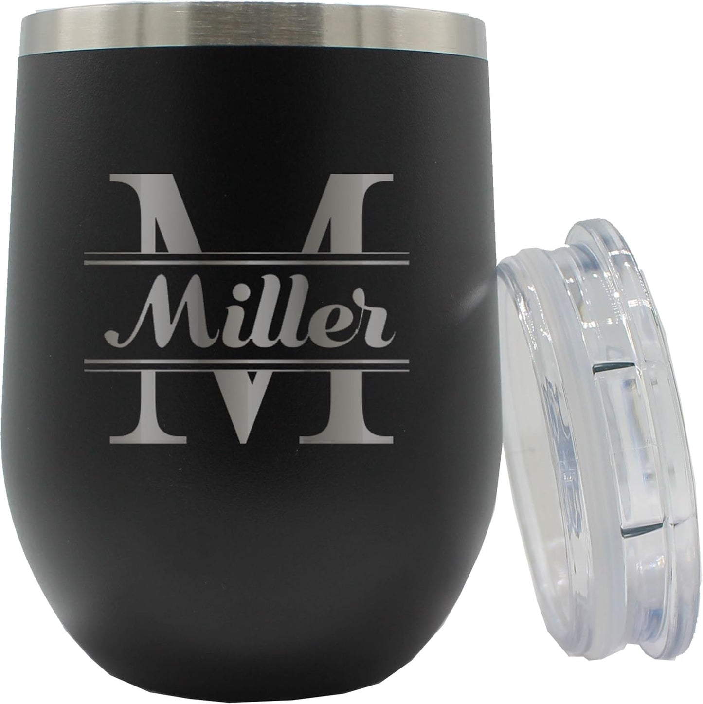 Personalized Black 12oz Insulated Stemless Wine Tumbler