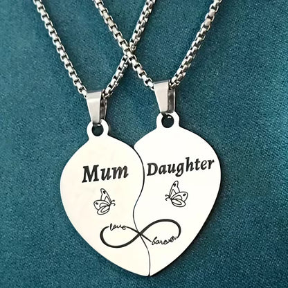 Mum & Daughter Spliced Heart Necklace Set