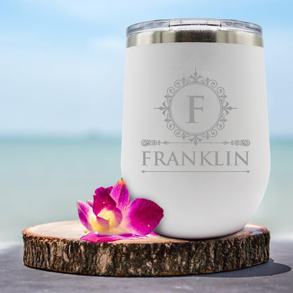 Personalized White 12oz Insulated Stemless Wine Tumbler