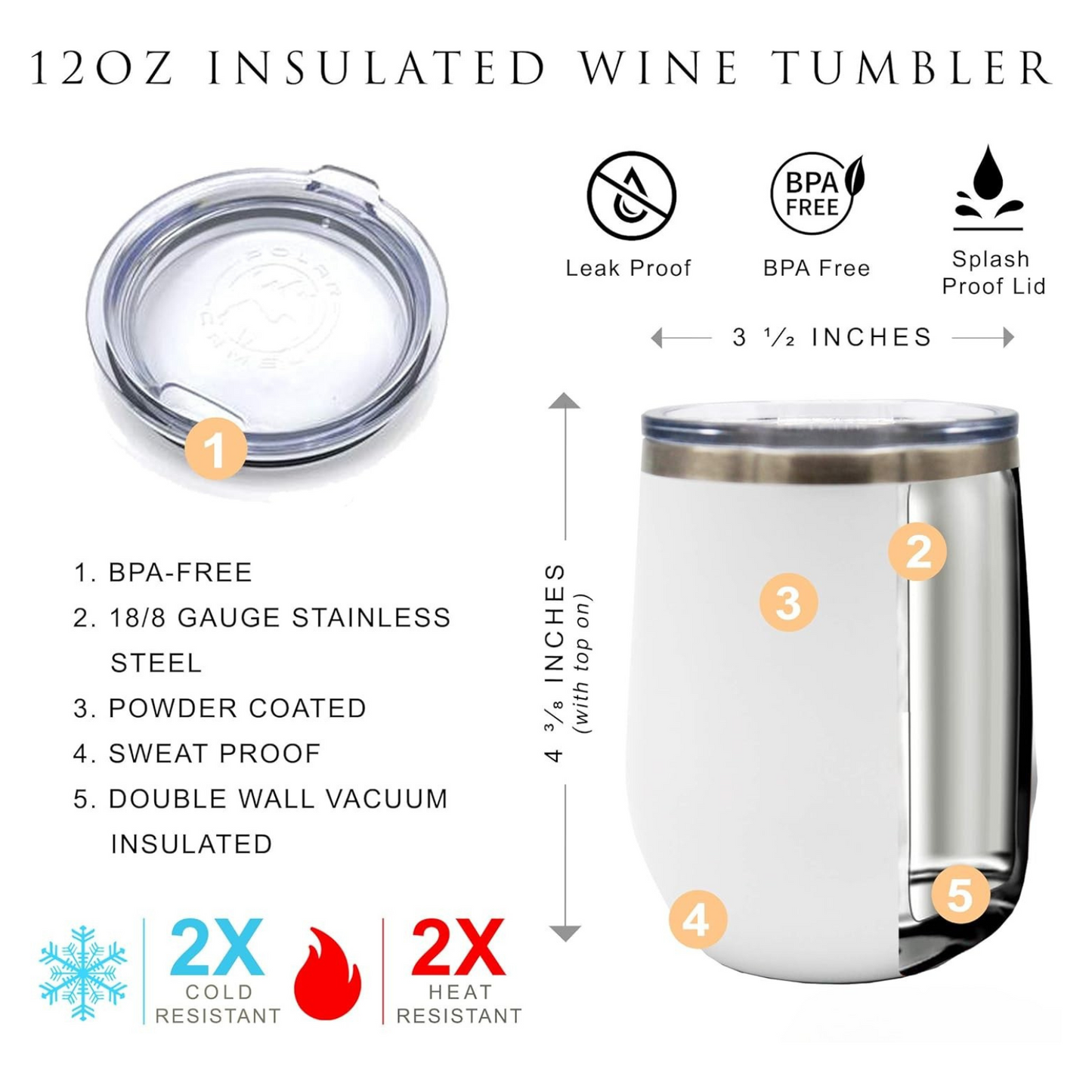 Personalized White 12oz Insulated Stemless Wine Tumbler