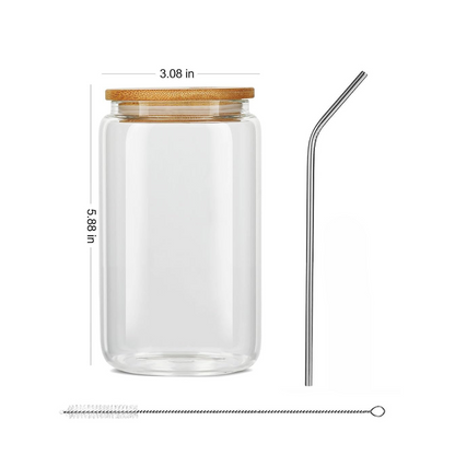 16oz Mason Jar with Bamboo Lid & Glass Straw - Graduation