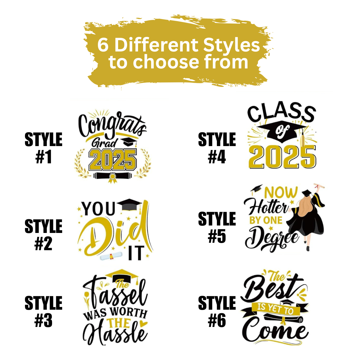 Graduation-Themed UV DTF Cup Wrap Transfer Stickers