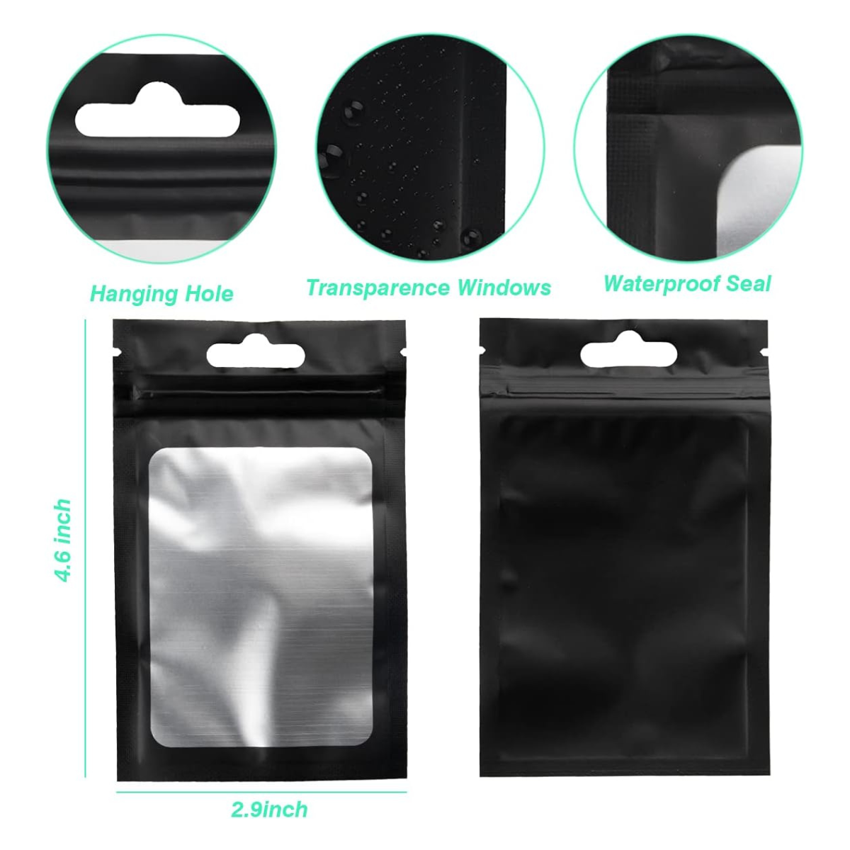 3x4.6 Inch Black Holographic Bags