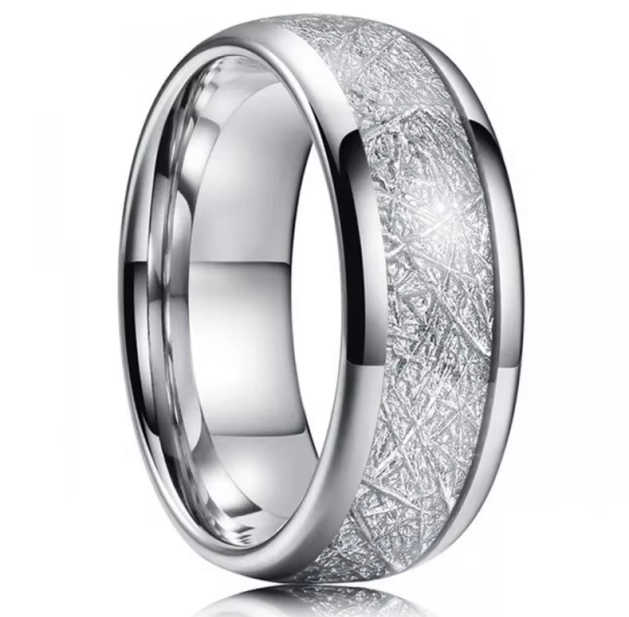 Silver Meteorite Ring For Men