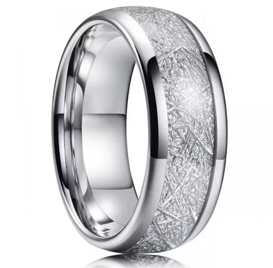 Silver Meteorite Ring For Men