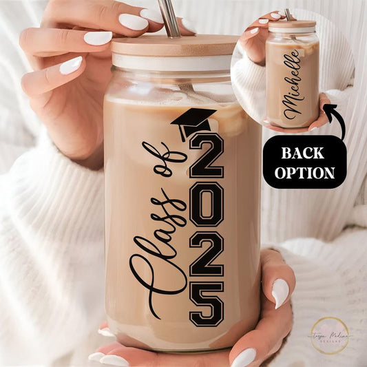 16oz Personalize Mason Jar with Bamboo Lid & Glass Straw