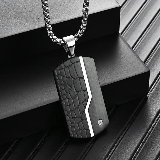 Midnight Ice Dog Tag Pendant Necklace
