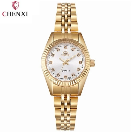 Chenxi Gold Stainless Steel Waterproof Watch for Women