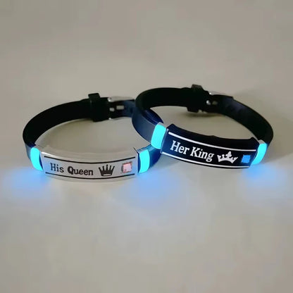Luminous His Queen Her King Couple Bracelets