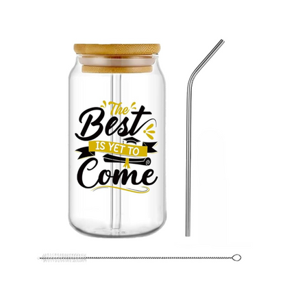 16oz Mason Jar with Bamboo Lid & Glass Straw - Graduation