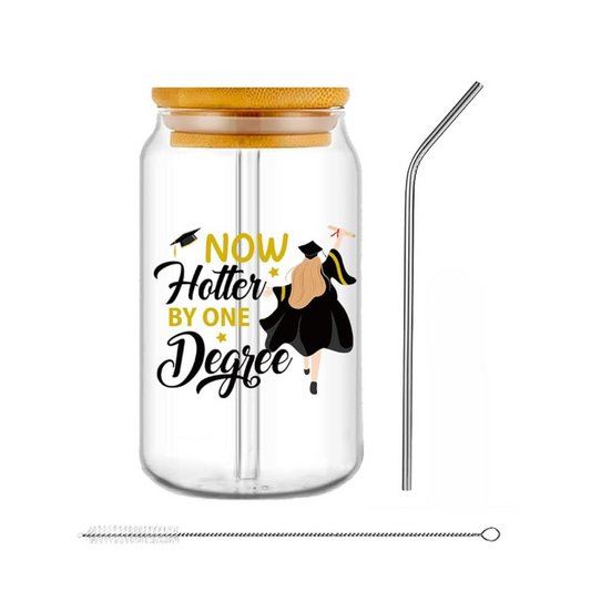 16oz Mason Jar with Bamboo Lid & Glass Straw - Graduation