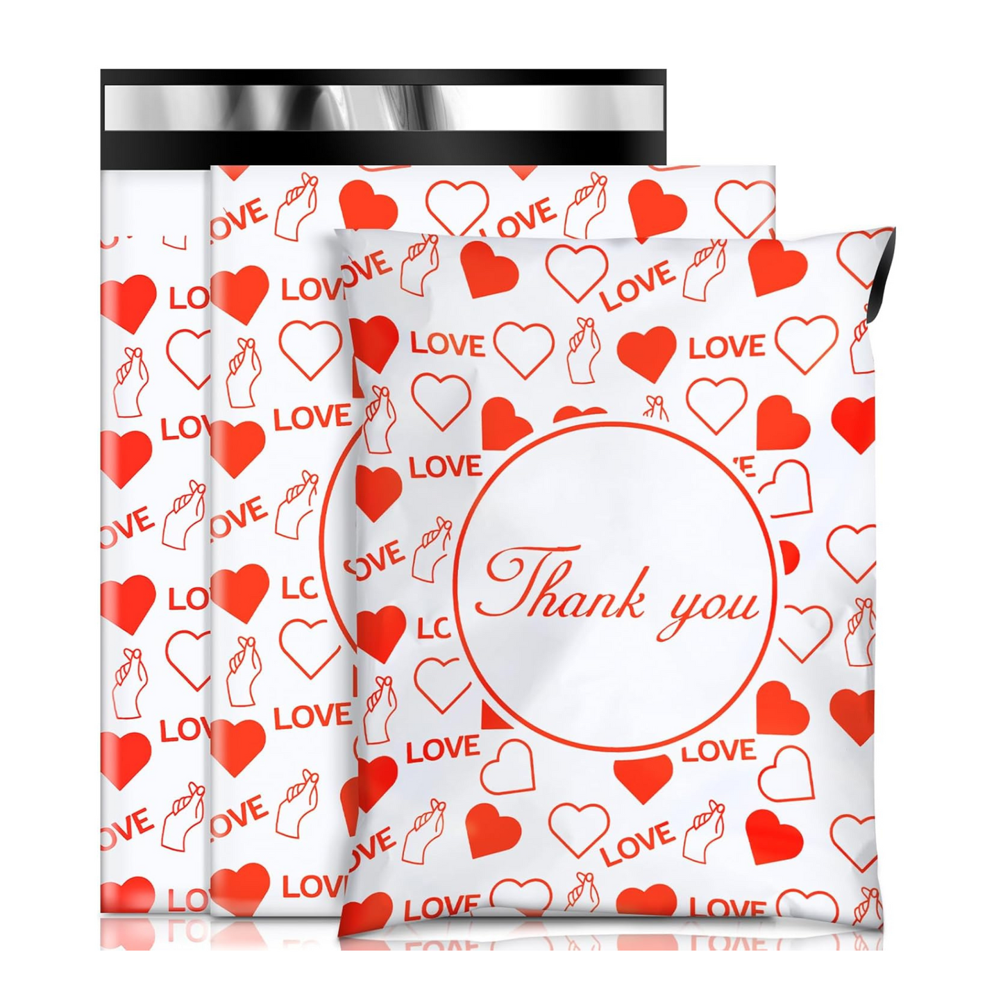 10x13 Inches Red Heart Poly Mailer Bags