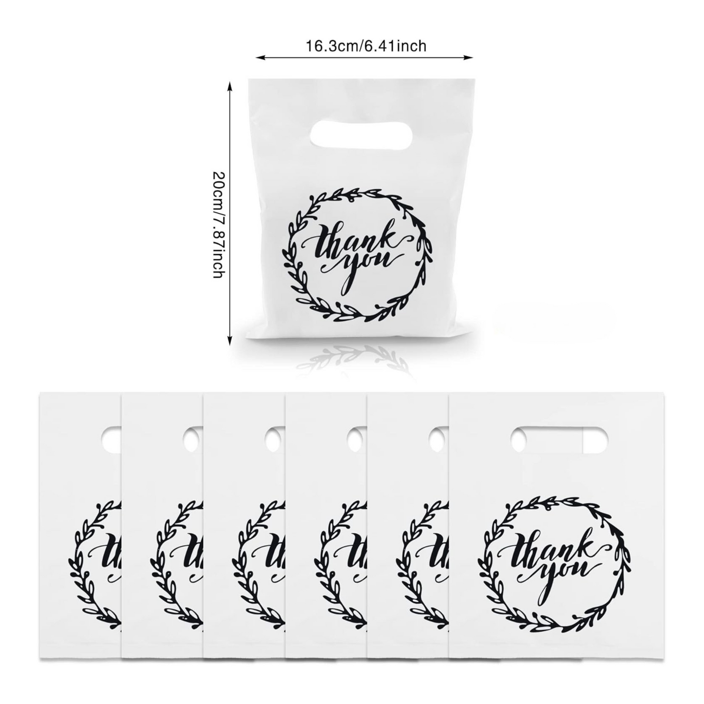 6x8 White Thank You Merchandise Bags