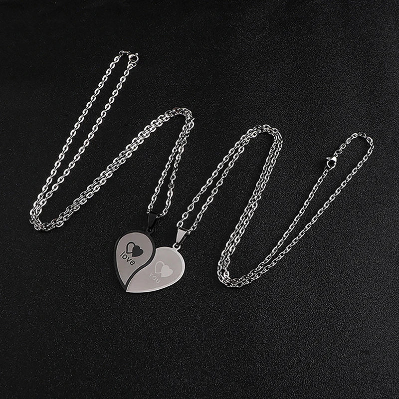 Love You Spliced Couples Necklace Set