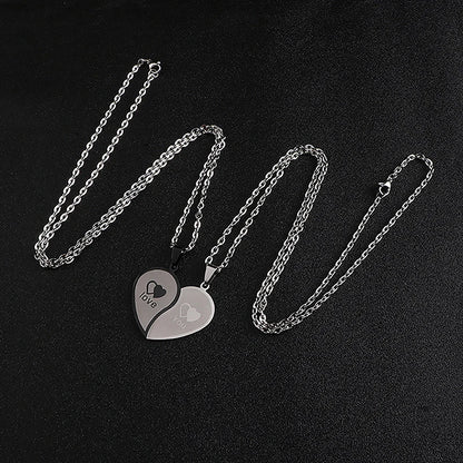 Love You Spliced Couples Necklace Set