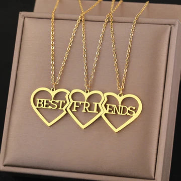3 Spliced Heart Best Friends Necklace Set