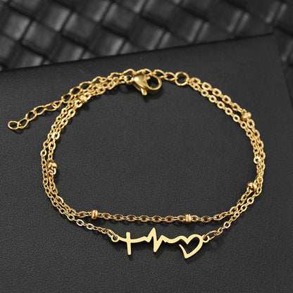 Heartbeat Multi-layer Bead Chain Bracelet