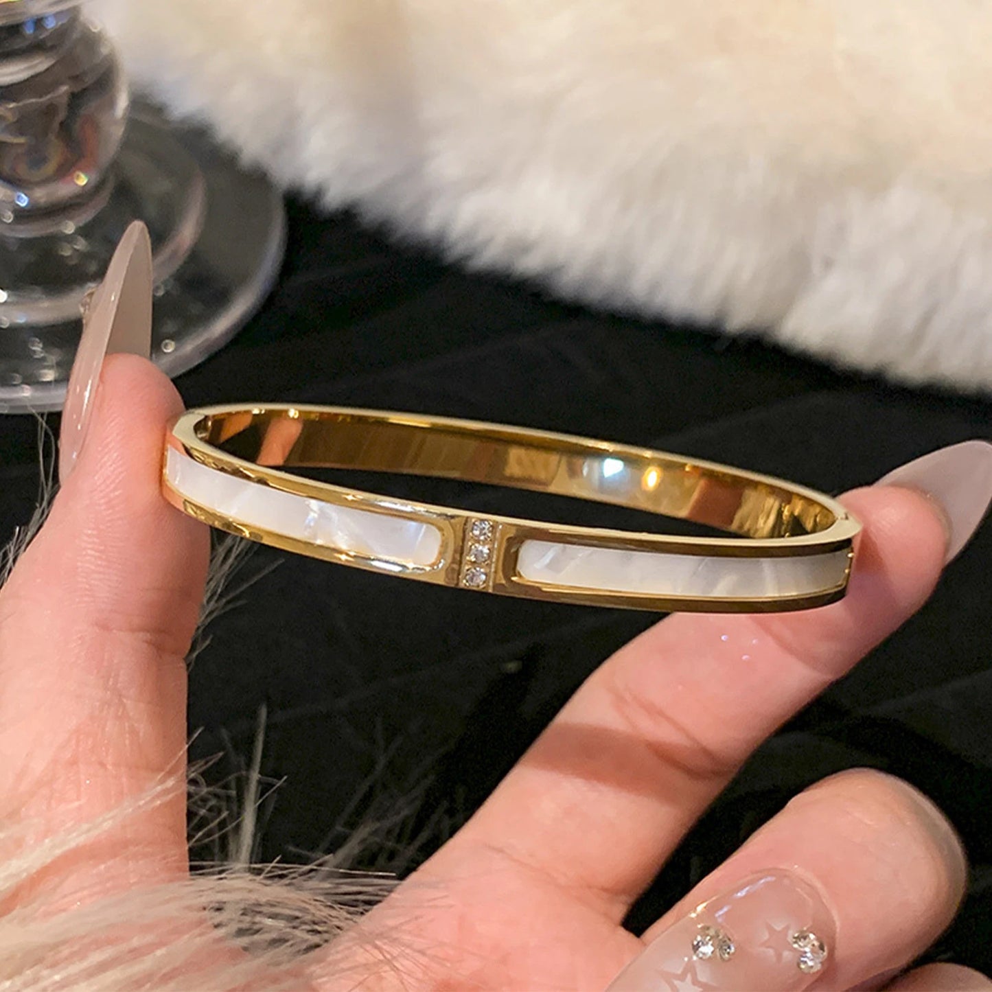 Gold & Ivory Bangle Bracelet