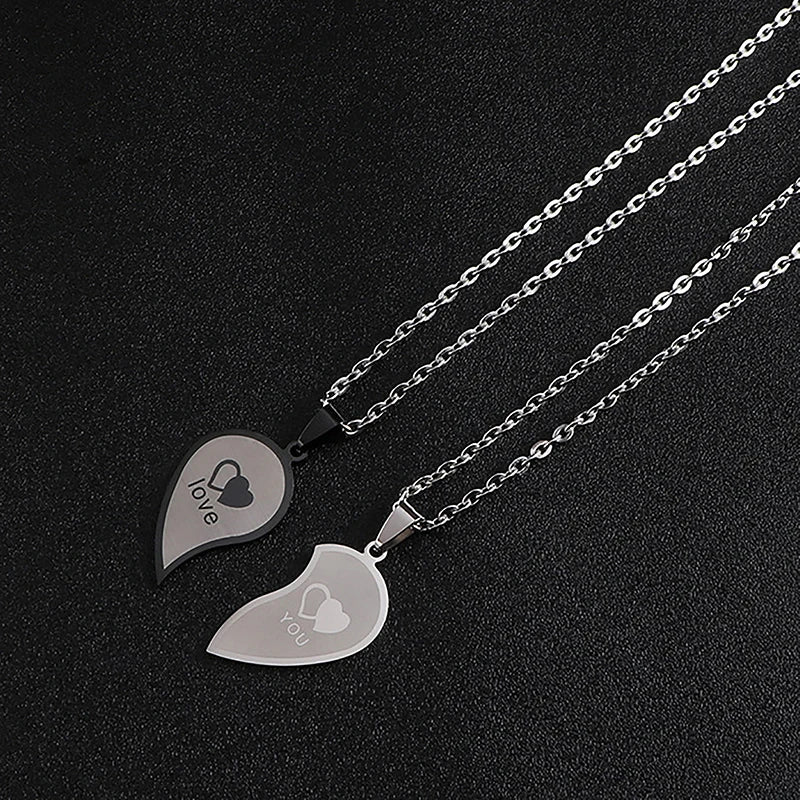 Love You Spliced Couples Necklace Set
