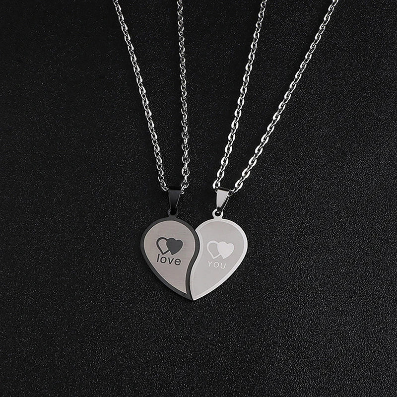 Love You Spliced Couples Necklace Set