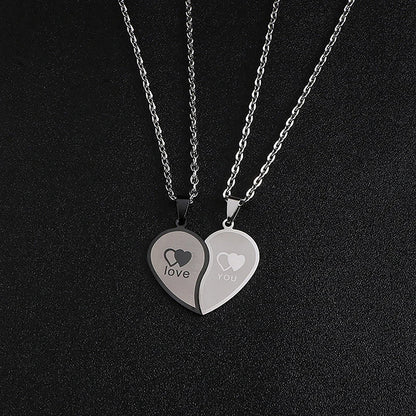 Love You Spliced Couples Necklace Set