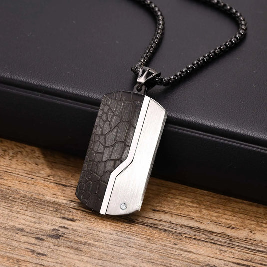 Silver Strike Dog Tag Pendant Necklace