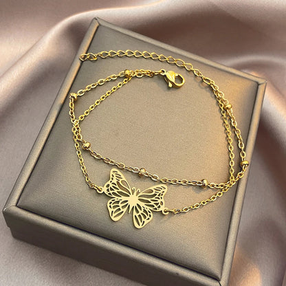 Butterfly Multi-layer Bead Chain Bracelet