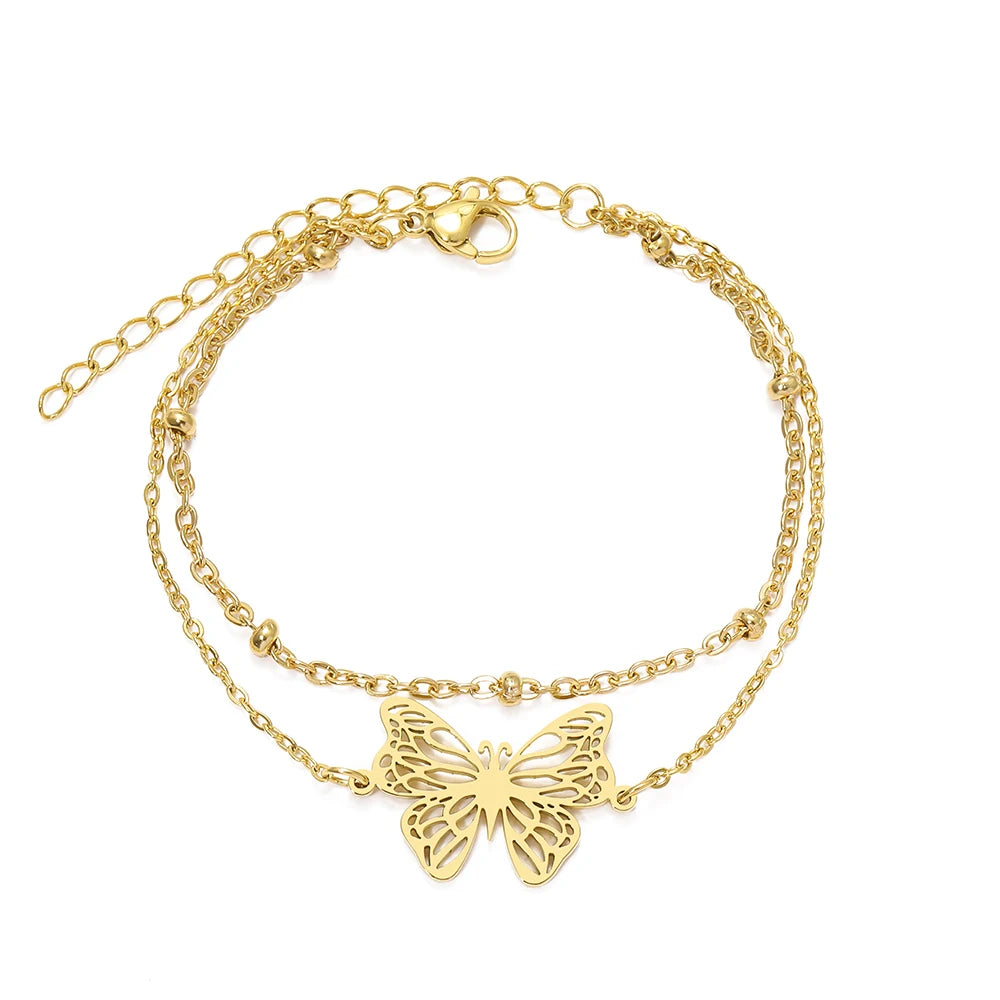 Butterfly Multi-layer Bead Chain Bracelet