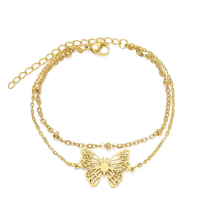Butterfly Multi-layer Bead Chain Bracelet