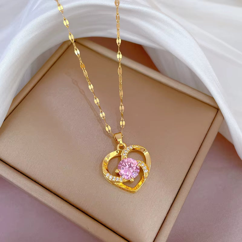 Pink Eternal Heart Necklace