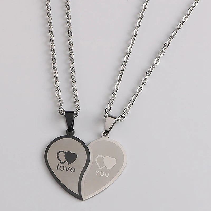 Love You Spliced Couples Necklace Set