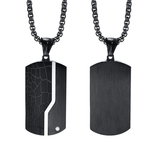 Midnight Edge Dog Tag Pendant Necklace