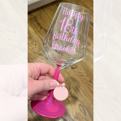 Personalized Name & Glitter Stem Glass