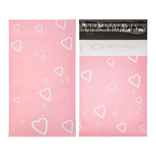 6x9 Inches Pink Heart Poly Mailer Bags